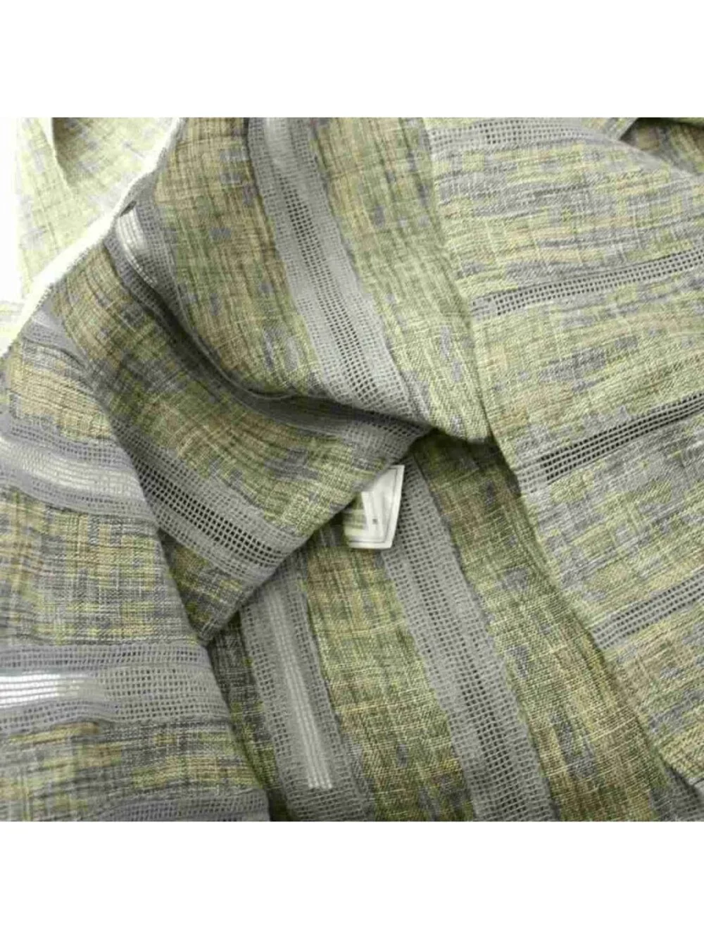 Chanel Skirt Knee-Length Linen Cotton Blend Pleated Beige Gray